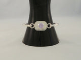 Handcrafted Vintage Mexican Sterling Silver & Sparkling Round Faceted Lavender Purple Stone Hinged Bangle Bracelet 6.5"