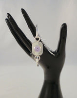 Handcrafted Vintage Mexican Sterling Silver & Sparkling Round Faceted Lavender Purple Stone Hinged Bangle Bracelet 6.5"