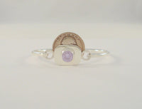 Handcrafted Vintage Mexican Sterling Silver & Sparkling Round Faceted Lavender Purple Stone Hinged Bangle Bracelet 6.5"