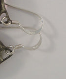 Large Unusual Vintage Handmade Purple Stained Glass Dangle Earrings w/ Sterling Silver Hooks