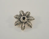 Large Signed Detailed Vintage Sterling Silver Black Onyx & Marcasites Double Flower Pin or Brooch