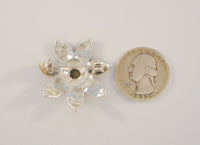 Large Signed Detailed Vintage Sterling Silver Black Onyx & Marcasites Double Flower Pin or Brooch