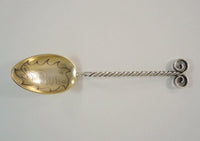 Handcrafted Vintage St. Paul Minnesota Sterling Silver Souvenir Collectors Spoon w/ Twisted Handle Gold-washed & Hand Engraved Bowl