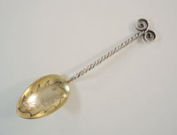 Handcrafted Vintage St. Paul Minnesota Sterling Silver Souvenir Collectors Spoon w/ Twisted Handle Gold-washed & Hand Engraved Bowl