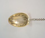 Handcrafted Vintage St. Paul Minnesota Sterling Silver Souvenir Collectors Spoon w/ Twisted Handle Gold-washed & Hand Engraved Bowl