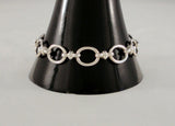 Vintage European Hallmarked Sterling Silver 11mm Wide Open Oval & Double Ring Link Bracelet 7.5"