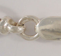Vintage European Hallmarked Sterling Silver 11mm Wide Open Oval & Double Ring Link Bracelet 7.5"