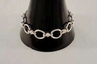 Vintage European Hallmarked Sterling Silver 11mm Wide Open Oval & Double Ring Link Bracelet 7.5"