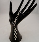 Vintage European Hallmarked Sterling Silver 11mm Wide Open Oval & Double Ring Link Bracelet 7.5"