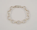 Vintage European Hallmarked Sterling Silver 11mm Wide Open Oval & Double Ring Link Bracelet 7.5"