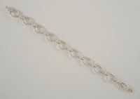 Vintage European Hallmarked Sterling Silver 11mm Wide Open Oval & Double Ring Link Bracelet 7.5"