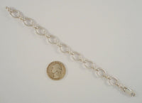 Vintage European Hallmarked Sterling Silver 11mm Wide Open Oval & Double Ring Link Bracelet 7.5"