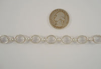 Vintage European Hallmarked Sterling Silver 11mm Wide Open Oval & Double Ring Link Bracelet 7.5"