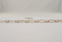 Vintage European Hallmarked Sterling Silver 11mm Wide Open Oval & Double Ring Link Bracelet 7.5"