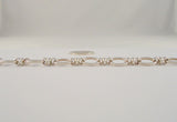 Vintage European Hallmarked Sterling Silver 11mm Wide Open Oval & Double Ring Link Bracelet 7.5"