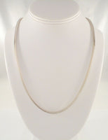 Unusual Heavy Vintage Sterling Silver 3.5mm Wide Rectangular Snake or Serpentine Chain 24" Long Necklace
