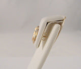 Signed Vintage Jacmel Solid 14K Yellow Rose & White Tri-Tone Gold Satin Finish Diamond Cut to Polished Finish Oval Shell or Spiral Swirl Stud Pierced Earrings