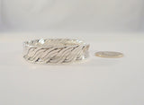 Handcrafted Signed Vintage Taxco Mexican Sterling Silver 12.7mm Wide Triple Layered Curvy Woven Look Cuff Bracelet 7" Heavy