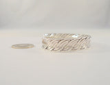 Handcrafted Signed Vintage Taxco Mexican Sterling Silver 12.7mm Wide Triple Layered Curvy Woven Look Cuff Bracelet 7" Heavy