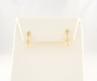 Sparkly Signed Vintage 14K Solid Yellow Gold &  .65 CTW Channel Set Tapered Baguette Diamonds J Hoop Earrings