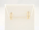 Sparkly Signed Vintage 14K Solid Yellow Gold &  .65 CTW Channel Set Tapered Baguette Diamonds J Hoop Earrings