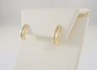 Sparkly Signed Vintage 14K Solid Yellow Gold &  .65 CTW Channel Set Tapered Baguette Diamonds J Hoop Earrings