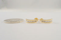 Sparkly Signed Vintage 14K Solid Yellow Gold &  .65 CTW Channel Set Tapered Baguette Diamonds J Hoop Earrings