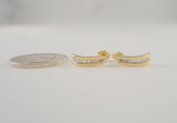 Sparkly Signed Vintage 14K Solid Yellow Gold &  .65 CTW Channel Set Tapered Baguette Diamonds J Hoop Earrings