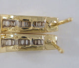 Sparkly Signed Vintage 14K Solid Yellow Gold &  .65 CTW Channel Set Tapered Baguette Diamonds J Hoop Earrings