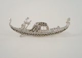 Large Detailed Vintage 835 Silver European Silver w/ Marcasites Italian Gondola Dimensional Openwork Boat Pin or Brooch