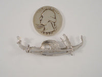 Large Detailed Vintage 835 Silver European Silver w/ Marcasites Italian Gondola Dimensional Openwork Boat Pin or Brooch