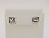 Detailed Vintage 1980's New Old Stock Sterling Silver Carved & Antiqued Celtic Maze Design 10mm Suare Stud Pierced Earrings NOS New