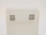 Detailed Vintage 1980's New Old Stock Sterling Silver Carved & Antiqued Celtic Maze Design 10mm Suare Stud Pierced Earrings NOS New