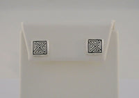 Detailed Vintage 1980's New Old Stock Sterling Silver Carved & Antiqued Celtic Maze Design 10mm Suare Stud Pierced Earrings NOS New