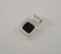 Bold 1.25" Vintage Mexican Sterling Silver & Black Onyx Dimensional Stacked Modern Squares Pendant