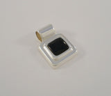 Bold 1.25" Vintage Mexican Sterling Silver & Black Onyx Dimensional Stacked Modern Squares Pendant