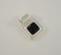 Bold 1.25" Vintage Mexican Sterling Silver & Black Onyx Dimensional Stacked Modern Squares Pendant