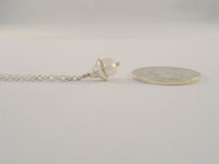 Signed Vintage Sterling Silver & Cap Topped Creamy White Pearl Pendant Fancy Chain Sparkly Necklace 18"