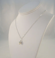 Signed Vintage Sterling Silver & Cap Topped Creamy White Pearl Pendant Fancy Chain Sparkly Necklace 18"