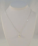 Signed Vintage Sterling Silver & Cap Topped Creamy White Pearl Pendant Fancy Chain Sparkly Necklace 18"