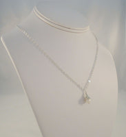 Signed Vintage Sterling Silver & Cap Topped Creamy White Pearl Pendant Fancy Chain Sparkly Necklace 18"