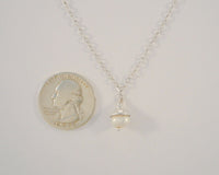 Signed Vintage Sterling Silver & Cap Topped Creamy White Pearl Pendant Fancy Chain Sparkly Necklace 18"