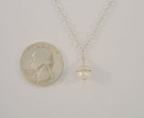 Signed Vintage Sterling Silver & Cap Topped Creamy White Pearl Pendant Fancy Chain Sparkly Necklace 18"