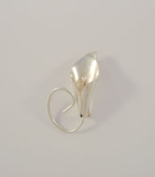 Signed Vintage Stuart Nye Sterling Silver Curvy Dimensional Calla Lily Flower Pin or Brooch