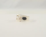 Bold Chunky Vintage Handcrafted Sterling Silver & Back Onyx Dimensional Abstract Modernist Wide Band  Bypass Ring