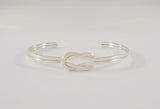 Handcrafted Vintage Sterling Silver Curvy Modernist Open Love Knot Cuff Bracelet 7"