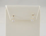 Sparkly Signed Vintage Jacmel Solid 14K Yellow Gold & Faceted Prong-Set Clear Cubic Zirconia Cascade or Journey CZ Pierced Earrings