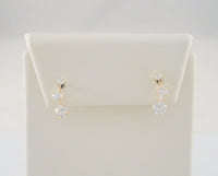 Sparkly Signed Vintage Jacmel Solid 14K Yellow Gold & Faceted Prong-Set Clear Cubic Zirconia Cascade or Journey CZ Pierced Earrings