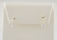 Sparkly Signed Vintage Jacmel Solid 14K Yellow Gold & Faceted Prong-Set Clear Cubic Zirconia Cascade or Journey CZ Pierced Earrings