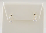 Sparkly Signed Vintage Jacmel Solid 14K Yellow Gold & Faceted Prong-Set Clear Cubic Zirconia Cascade or Journey CZ Pierced Earrings